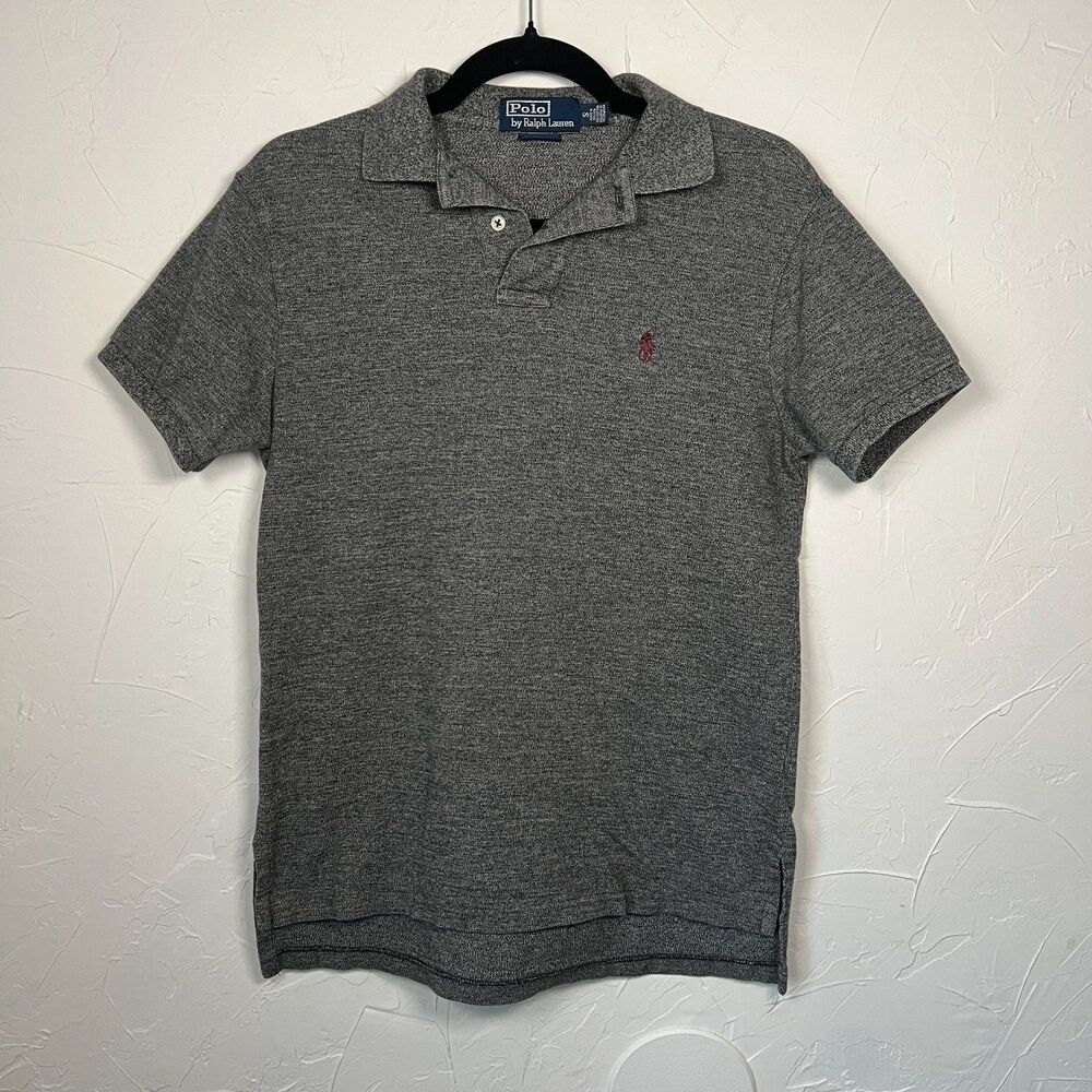 Polo Ralph Lauren Gray Heathered Cotton Polo Shirt Size S Preppy Quiet Luxury